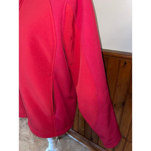 Womens LL Bean Vintage Jacket Red Fleece Lined Zip Up‎ Nylon Shell Pockets M - Picture 3 of 7